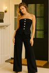 BLACK EMBELLISHED BUTTONS JUMPSUIT