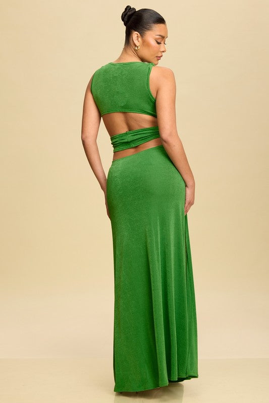 TWIST FRONT JERSEY MAXI