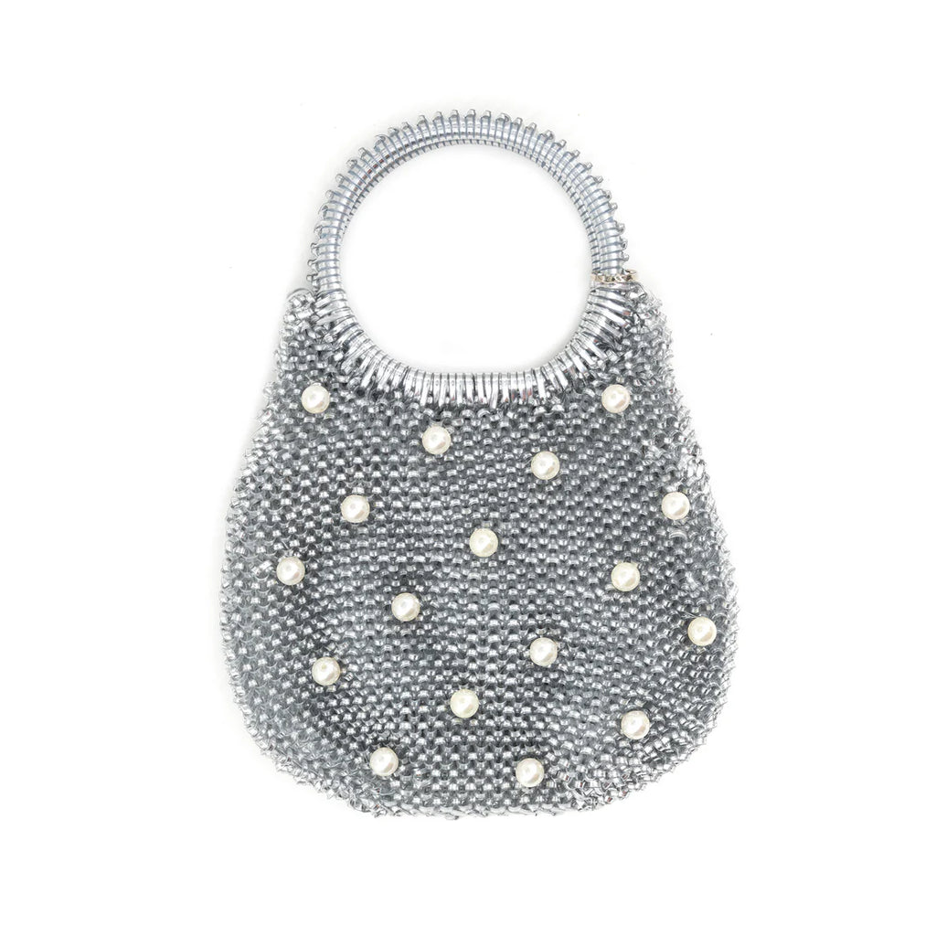 STRAW PEARL HANDLE POUCH