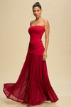 WINE MESH BOTTOM DRESS