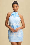 FLOWER ACCENT MINI DRESS