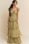 RUFFLED SLEEVE LONG DRESS