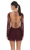 BURGUNDY LACE OPEN BACK MINI