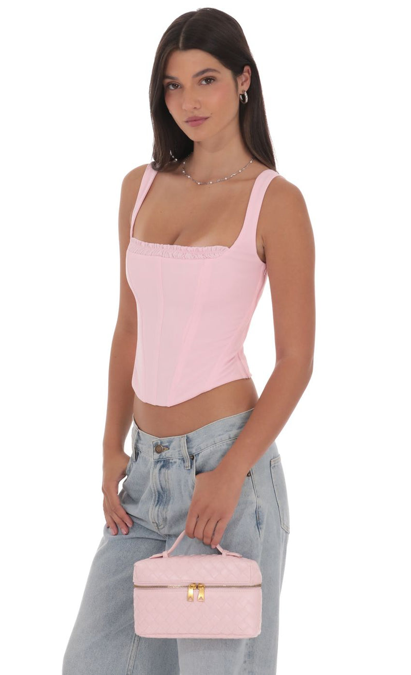 DETAILED CORSET TOP IN PINK