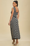 STRIPED KNIT MIDI DRESS