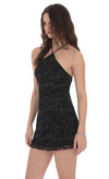 GLITTER BEADED HALTER MINI