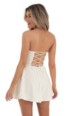 LACE BUST FLARE DRESS IN WHITE