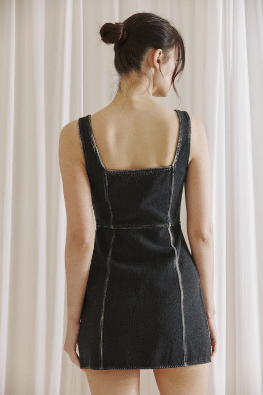 BLACK DENIM MINI DRESS