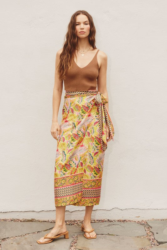 MIDI WRAP SKIRT PINK LEMON
