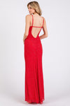 RED MESH BEADED LONG MAXI
