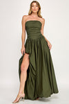 POPLIN STRAPLESS GOWN