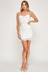 SEQUIN WHITE CUT OUT MINI