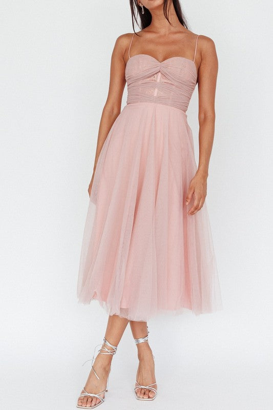 BLUSH CORSET TULLE MIDI