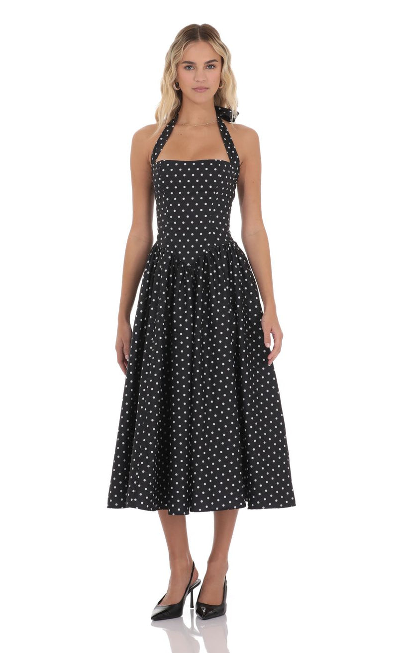 POLKA DOT HALTER MIDI