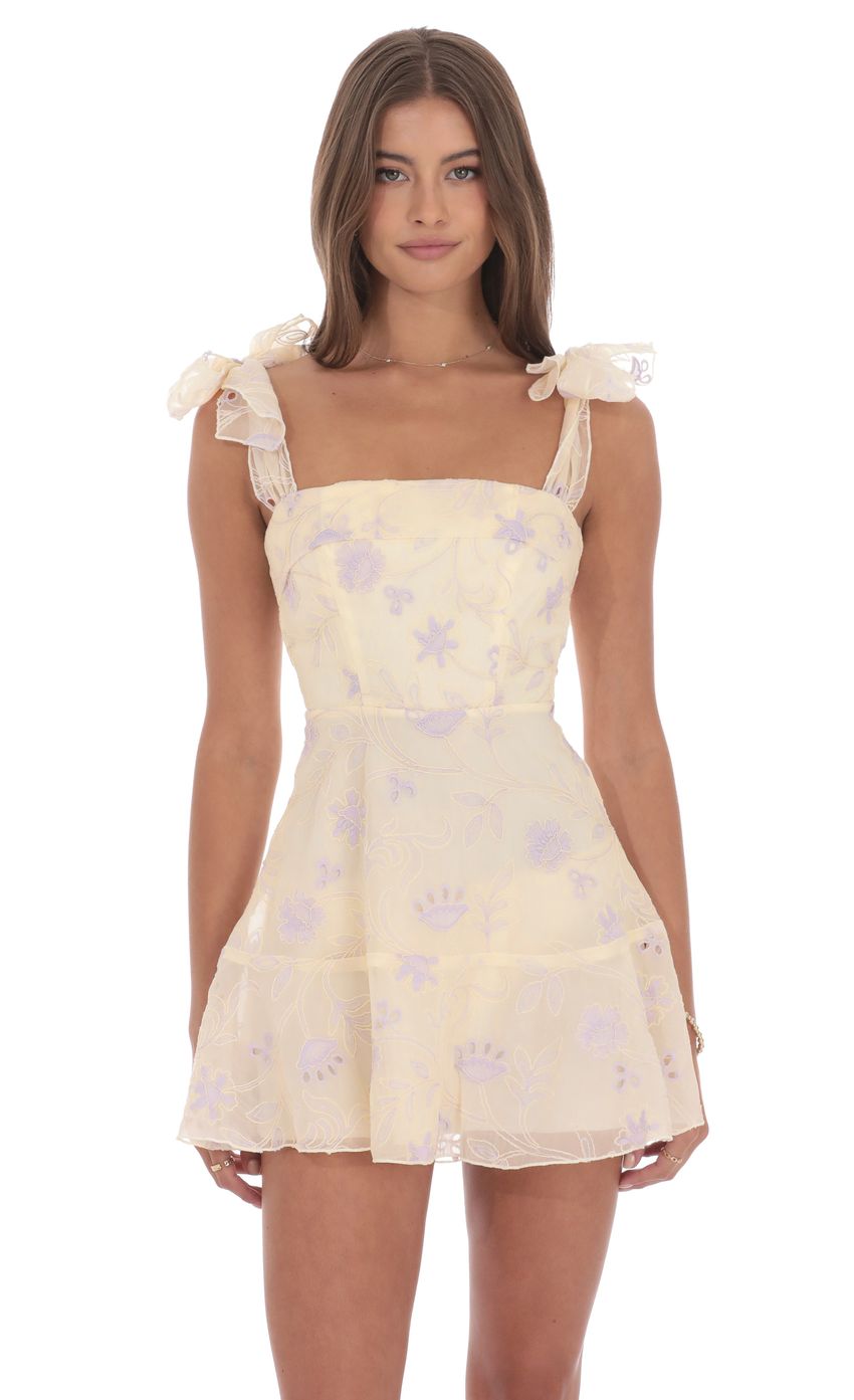 CREAM FLORAL A LINE DRESS