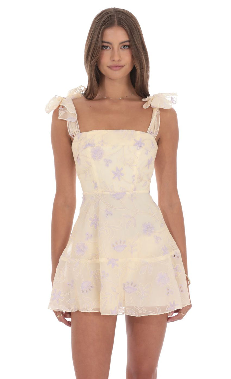 CREAM FLORAL A LINE DRESS