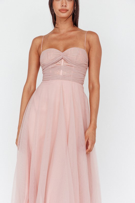BLUSH CORSET TULLE MIDI