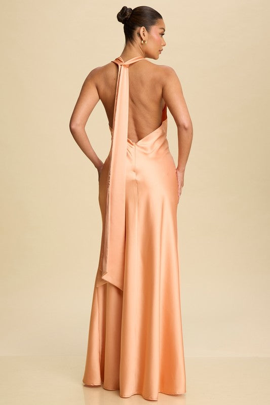 TANGERINE COWL NECK DRESS