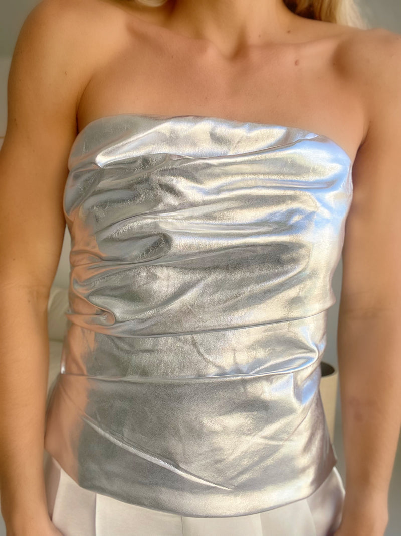 METALLIC POPLIN TOP