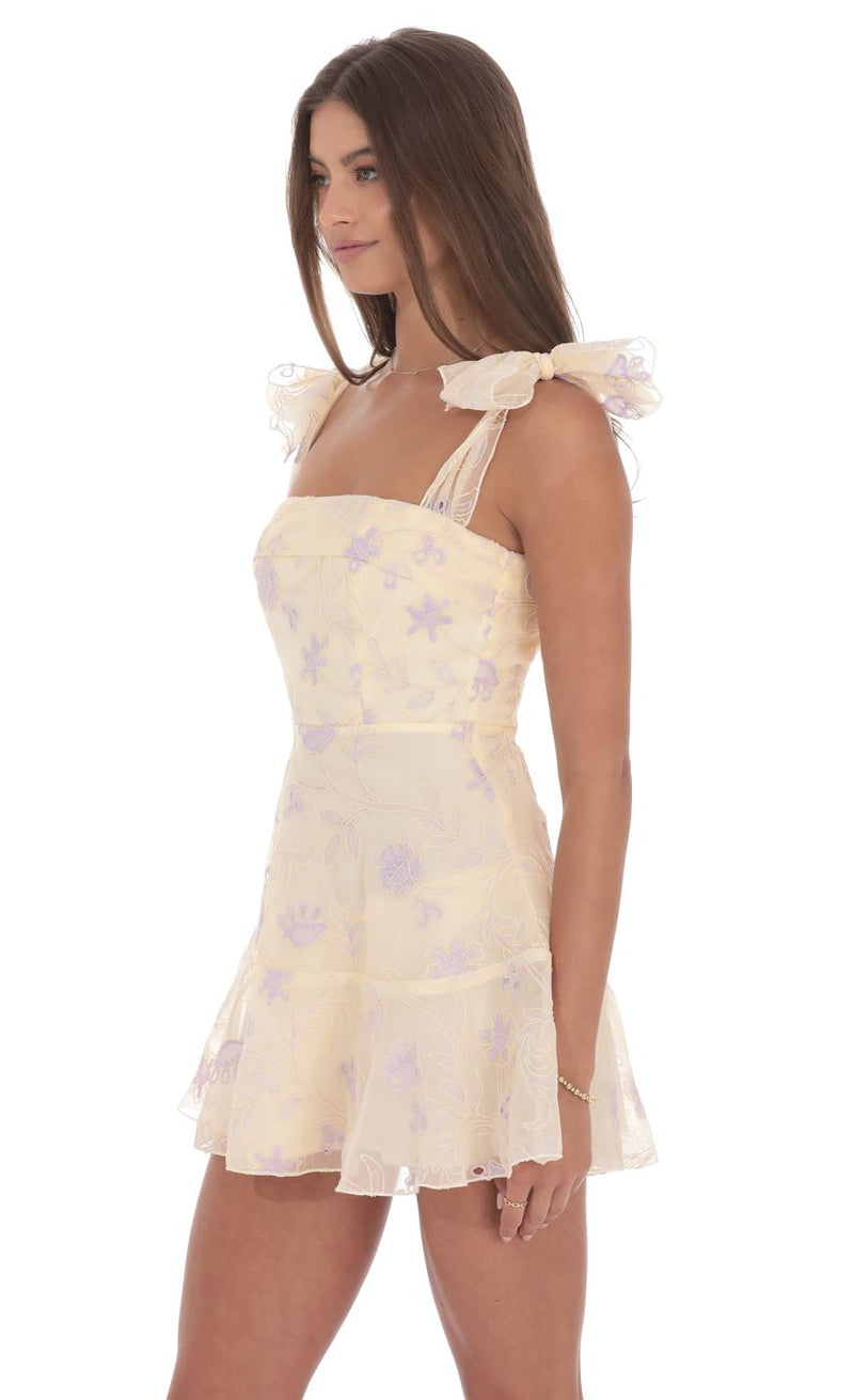 CREAM FLORAL A LINE DRESS