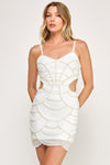 SEQUIN WHITE CUT OUT MINI