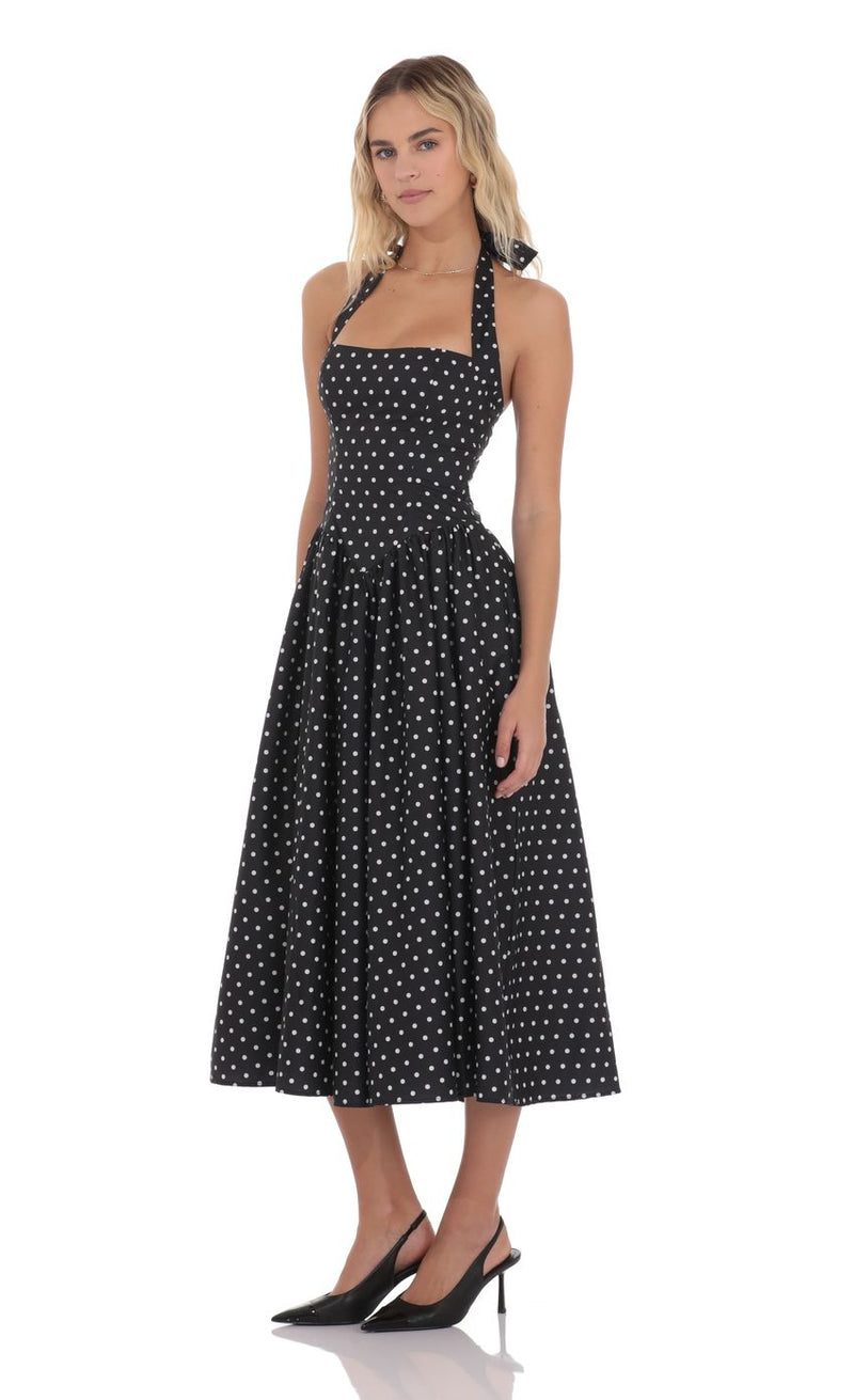 POLKA DOT HALTER MIDI