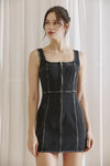 BLACK DENIM MINI DRESS