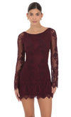 BURGUNDY LACE OPEN BACK MINI