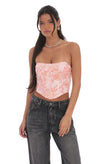 SEQUIN FLORAL EMBROIDERED CORSET TOP IN CORAL