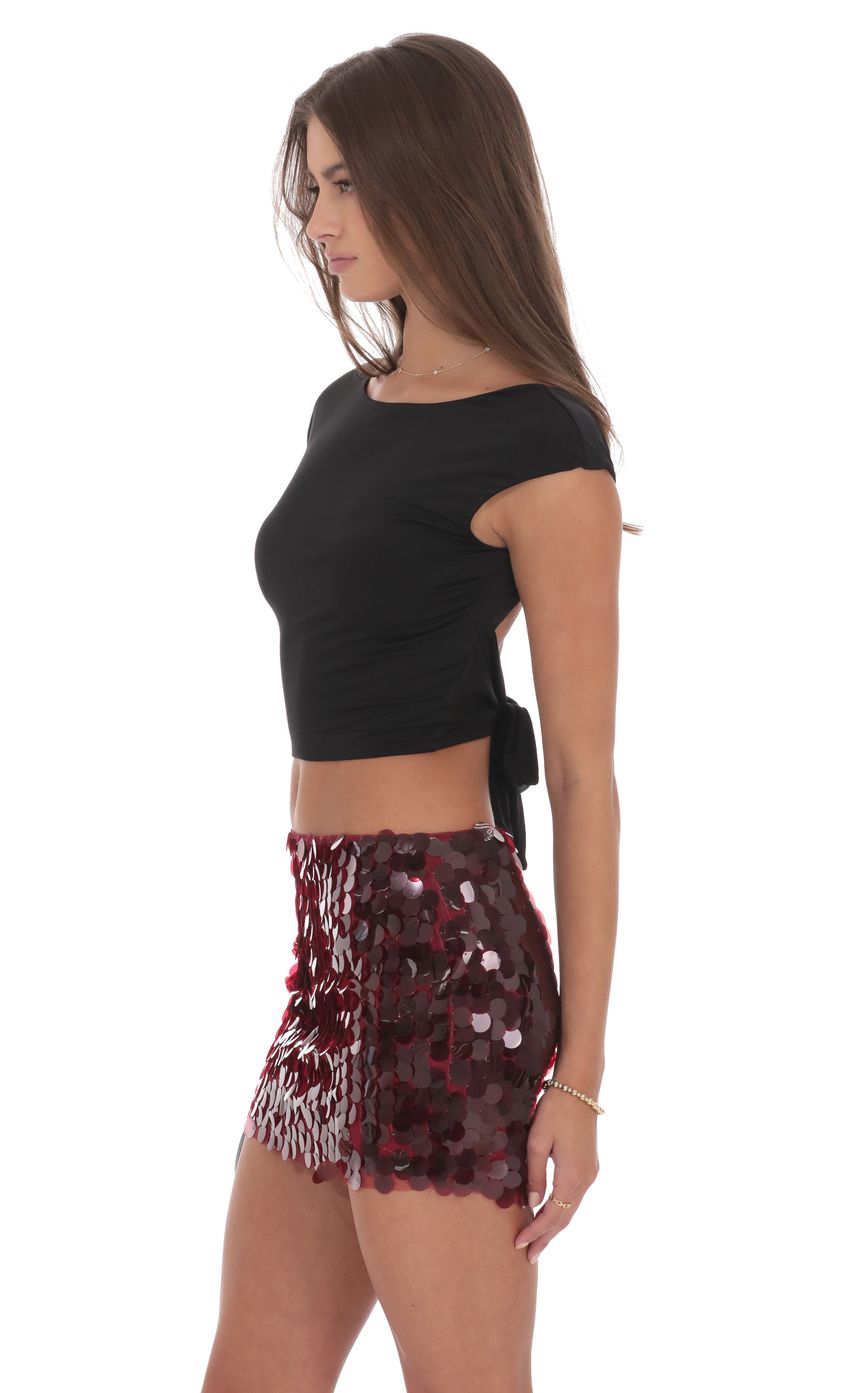 MAROON CIRCLE SEQUIN SKIRT