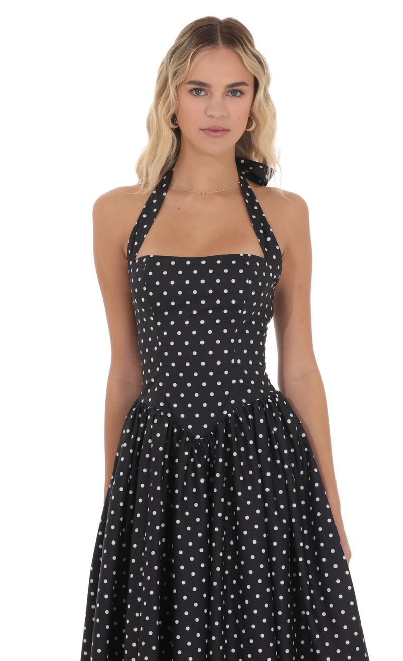 POLKA DOT HALTER MIDI
