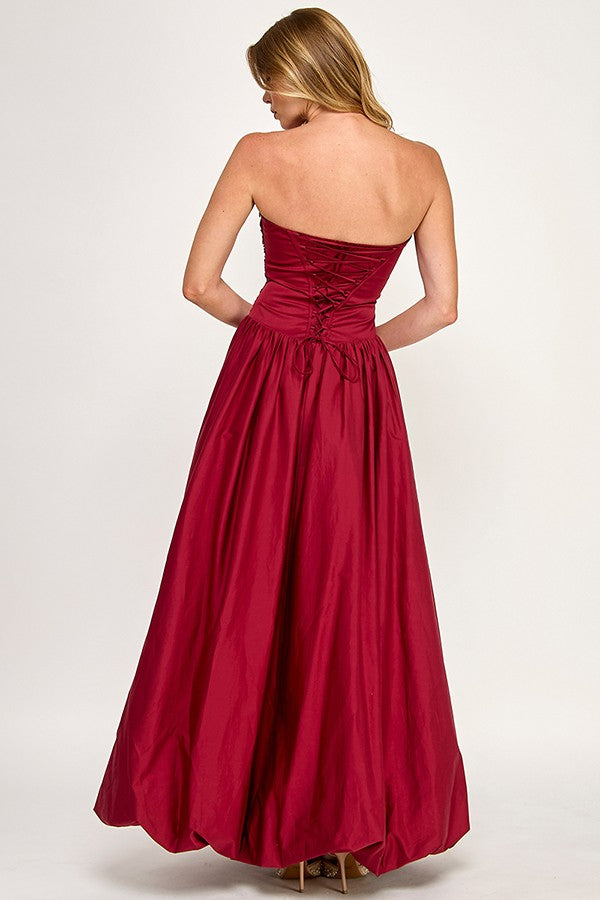 POPLIN STRAPLESS GOWN