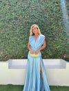 SATIN PLEATED GOWN