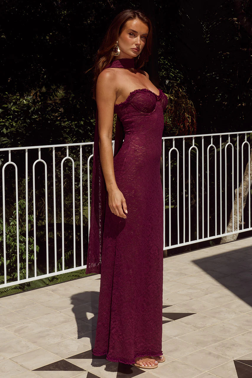 WINE AMANA MAXI DRESS