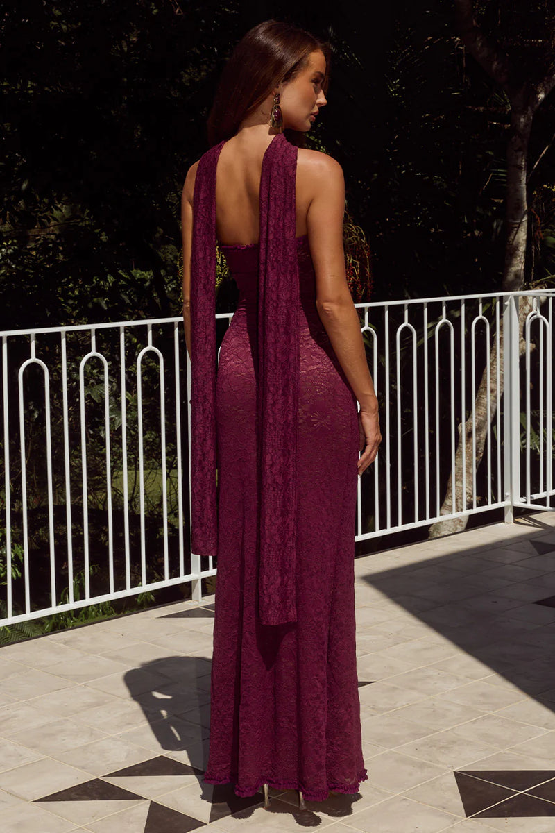 WINE AMANA MAXI DRESS