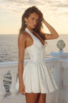 AMITY V- NECK CORSET MINI DRESS - IVORY
