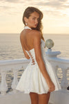 AMITY V- NECK CORSET MINI DRESS - IVORY