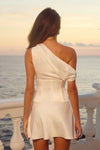 WHITE BAMBI ONE SHOULDER MINI DRESS