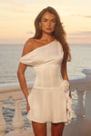 WHITE BAMBI ONE SHOULDER MINI DRESS