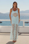 ICE BLUE ANNIKA HALTER LACE MAXI