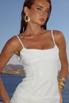 WHITE SEANNA RUCHED MINI DRESS