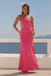 HOT PINK ALOLA HALTER DRESS