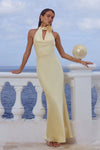 BUTTERMILK ESTELLE COWL HALTER MAXI DRESS
