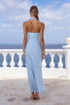 SKY BLUE ESTELLE COWL HALTER MAXI DRESS