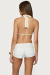 CREAM BEADED BACKLESS TOP.