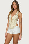 CREAM BEADED BACKLESS TOP.