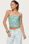 SAGE SEQUIN STRAPLESS TOP