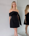 BLACK OFF SHOULDER MINI DRESS