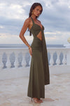 OLIVE FLORA CUT OUT MAXI