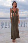 OLIVE FLORA CUT OUT MAXI